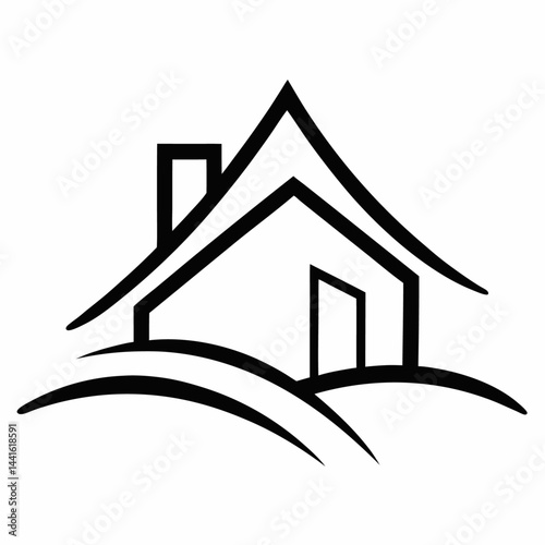 Minimalist continuous line art drawing of a modern abstract house featuring clean architectural lines perfect for posters creative branding wall art and contemporary home decor