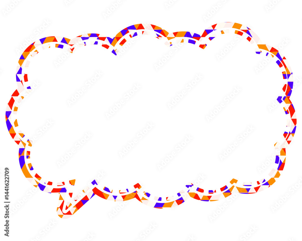 Fototapeta premium 吹き出し ステンドグラス風 三角模様_点線付き_4色 (10)