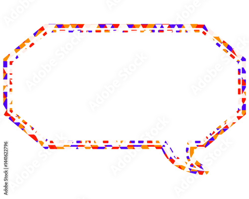 ステンドグラス風吹き出し　三角形模様　細長い八角形