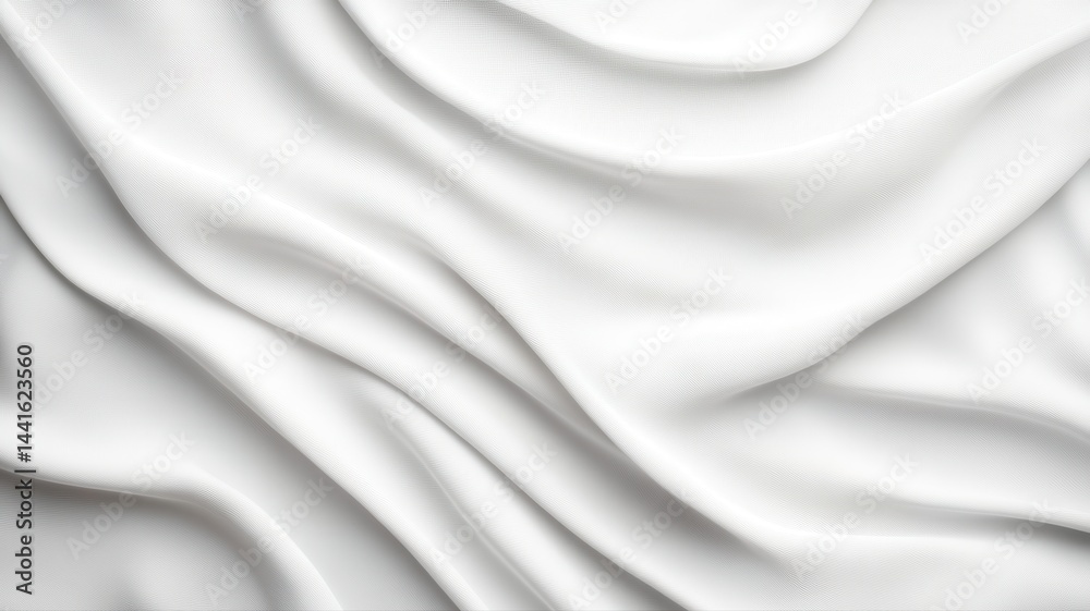 Fototapeta premium Elegant White Silk Fabric Texture, Smooth Drapes Background white silk fabric texture smooth drapes