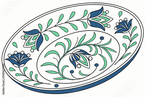 Painted ceramic plate isolated on transparent background
