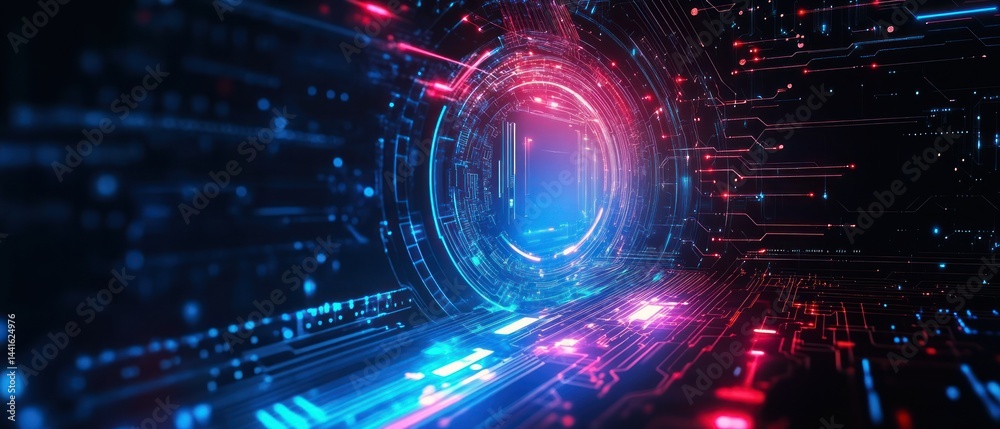 Obraz premium Glowing circuit board technology background