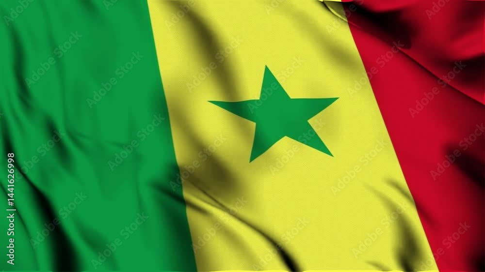The National flag of Senegal, Senegal 3d flag, Flag of Senegal 3d waving Animation, Senegal waving 4K footage, close up flag for Independence day, 4K Resolution with Slow Motion.