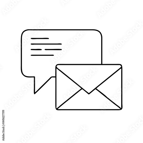 Direct message icon in thin line style with black color