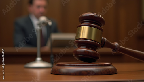 Golden balance scale in a courtroom
Classic justice scale with blurred court background
Legal balance scale in a dim courtroom
Close-up of golden justice scales
Partial view of scales of justice
Scale
