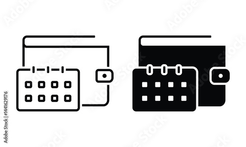 Paylater, e-wallet with calendar icon. Payment deadline. Illustration vector