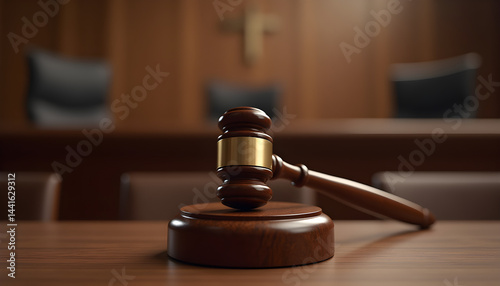 Golden balance scale in a courtroom
Classic justice scale with blurred court background
Legal balance scale in a dim courtroom
Close-up of golden justice scales
Partial view of scales of justice
Scale