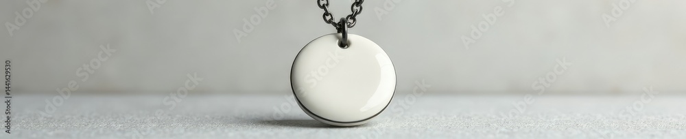White ceramic charm with black outline on chain, modern, minimalist, ceramic charm White ceramic charm with black outline on chain, modern, minimalist, ceramic charm