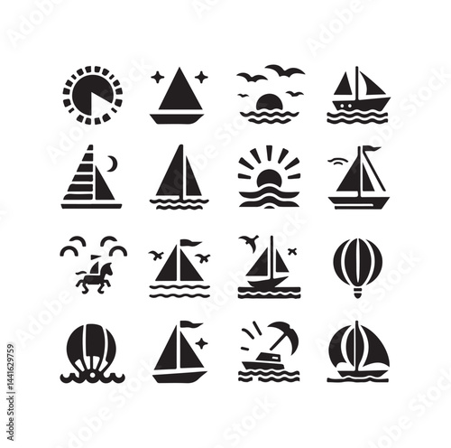 Sailing symbols silhouette vector illustration
