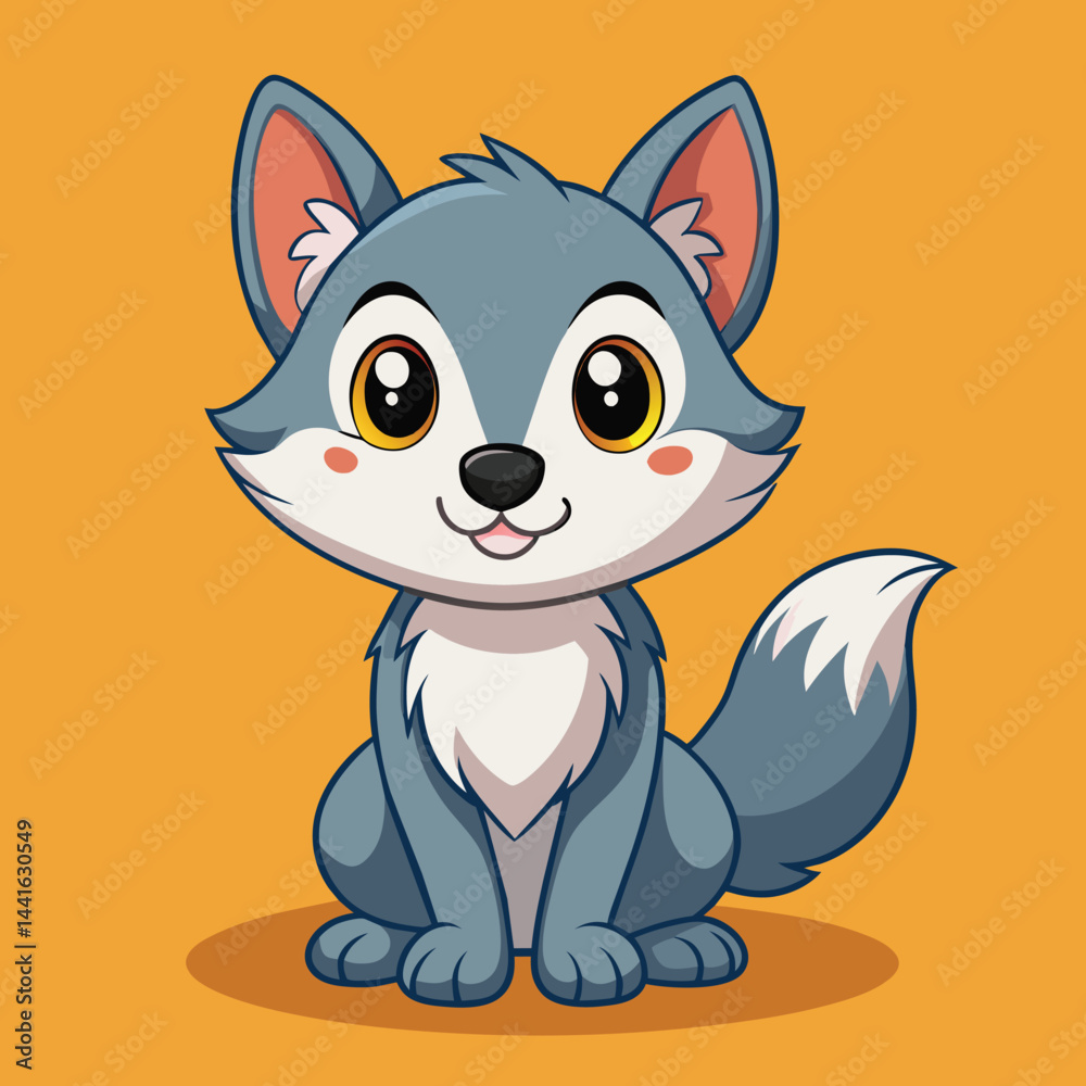 A charming cartoon wolf character displays an adorable smile, sitting on its hind legs with vibrant fur and bright, expressive eyes, ready for fun. A charming cartoon wolf character displays an adorable smile, sitting on its hind legs with vibrant fur and bright, expressive eyes, ready for fun.