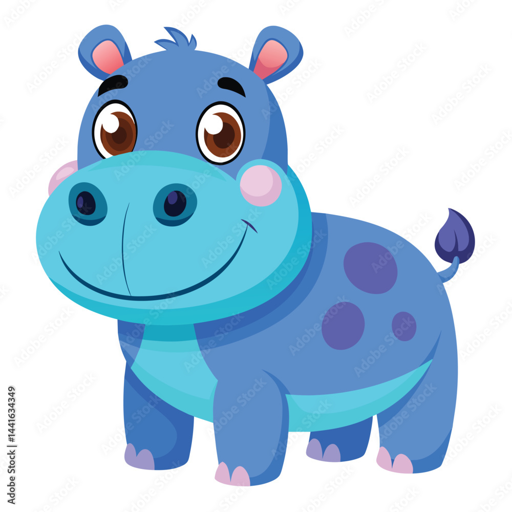 A cheerful cartoon hippo features a bright blue body with playful facial expressions. The vibrant purple backdrop enhances its joyful demeanor, making it appealing to all ages. A cheerful cartoon hippo features a bright blue body with playful facial expressions. The vibrant purple backdrop enhances its joyful demeanor, making it appealing to all ages.