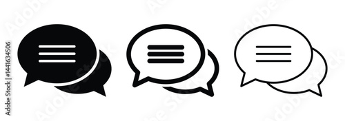 Message icon, conversation icon isolated on white background. Comment icon speech bubble symbol. Chat icon set. Vector illustration, EPS 10