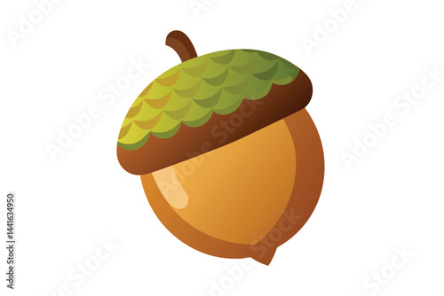 3d acorn vector illustration on white background