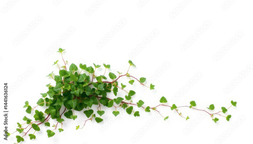 Green Vine with Red Stems on White Background Green Vine with Red Stems on White Background