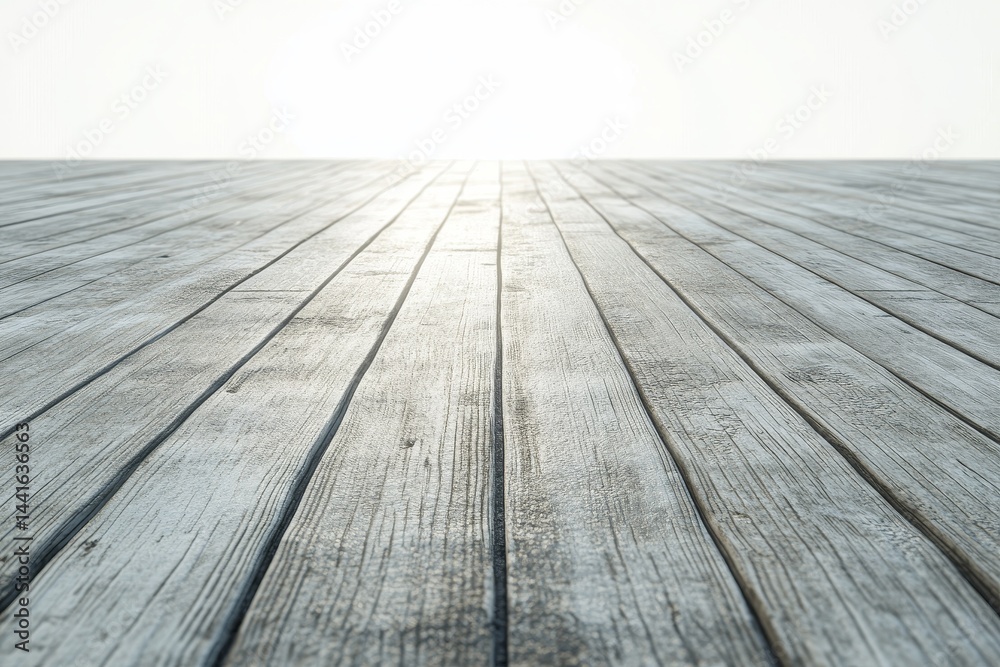 Perspective view of weathered wooden planks extending into light. Perspective view of weathered wooden planks extending into light.