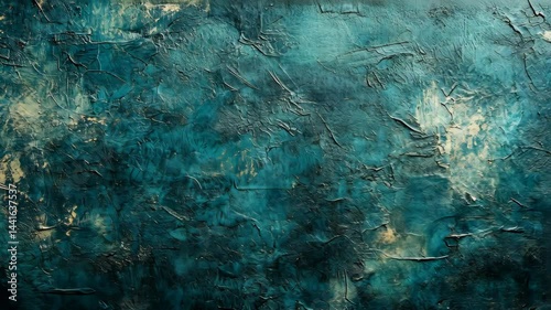 Dark teal, gold abstract texture, blending artistic background with relief design
