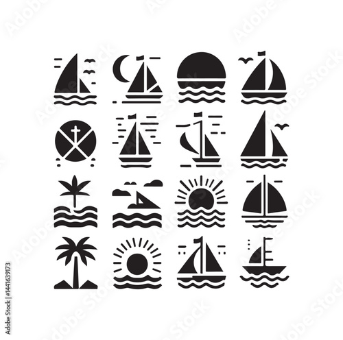 Sailing symbols silhouette vector illustration

