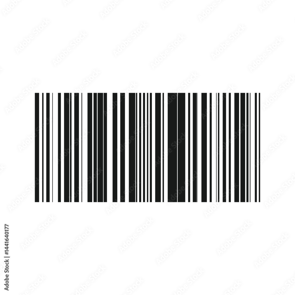 Vector barcode icon for digital use. Fake barcode design for online layouts. Clean and simple barcode graphic for distribution tags and e-commerce. Isolated illustration in vector style. Vector barcode icon for digital use. Fake barcode design for online layouts. Clean and simple barcode graphic for distribution tags and e-commerce. Isolated illustration in vector style.