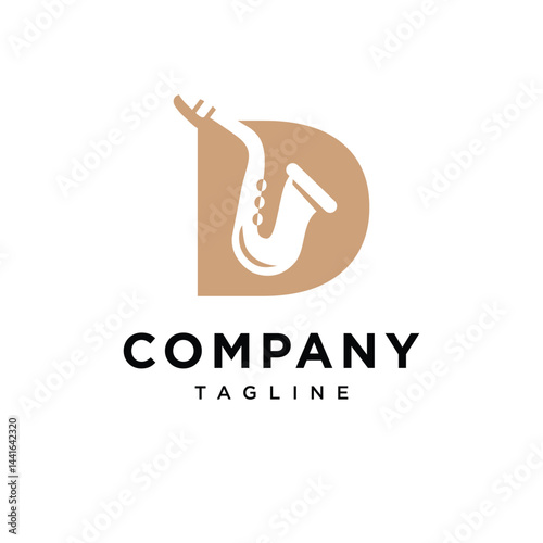 Letter D Saxophone Logo Icon Vector