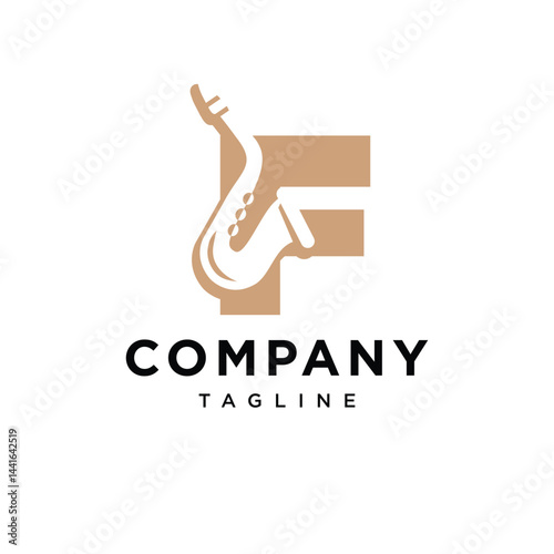 Letter F Saxophone Logo Icon Vector