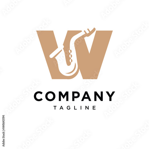 Letter W Saxophone Logo Icon Vector