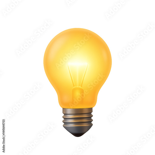 yellow light bulb, 3D Icon