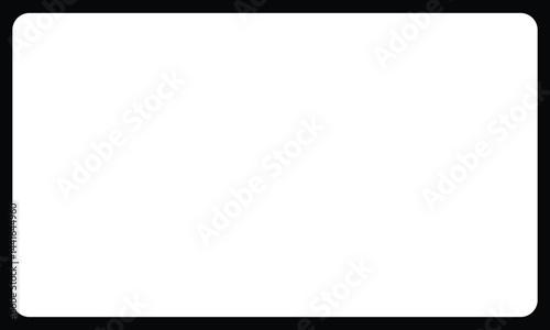 Black stripe on the perimeter of the sheet with rounded at the corners like screen. Modern background blank for cards, greetings, banner, envelope, picture, poster, photo, art. Black, white color. 