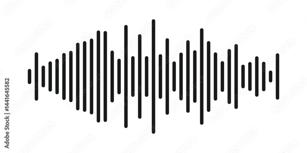 Vector sound wave symbol, flat design sound wave icon, digital frequency in vector style Vector sound wave symbol, flat design sound wave icon, digital frequency in vector style