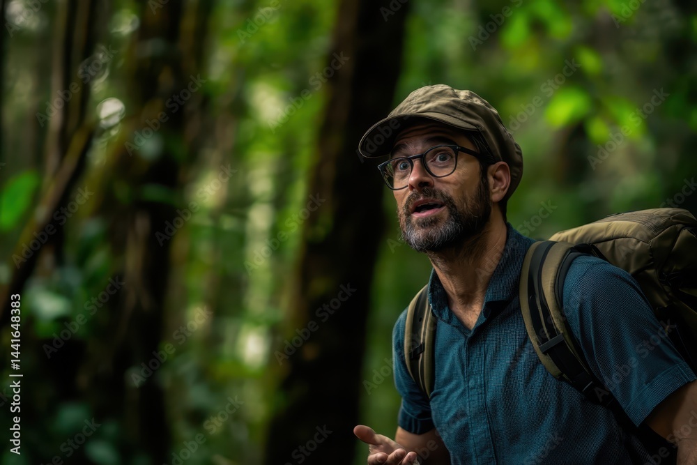 A man talking in the forest