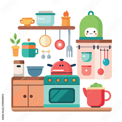 cute kitchen art Vector