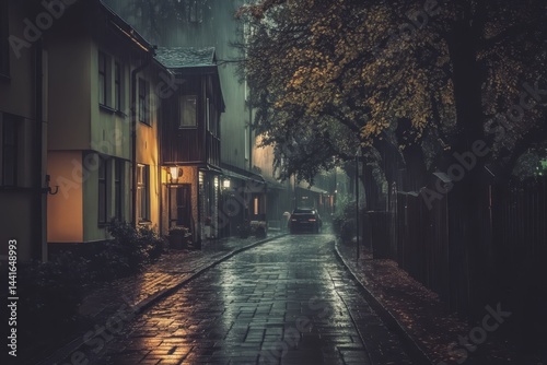 Obraz na płótnie Heavy rainy night w salonie