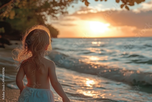 landscape with sea sunset on beach