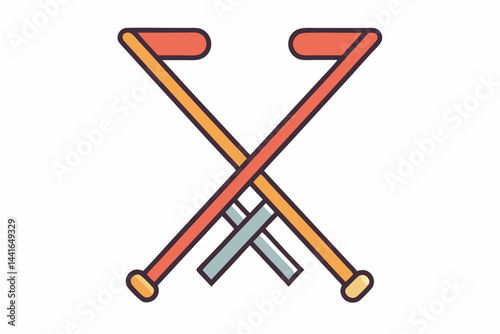 Crutch Pair Icon in Minimal Style