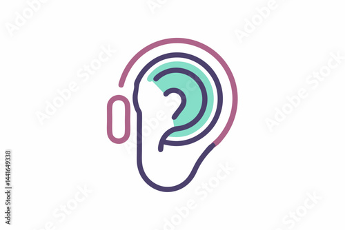 Ear Icon with Hearing Aid Device