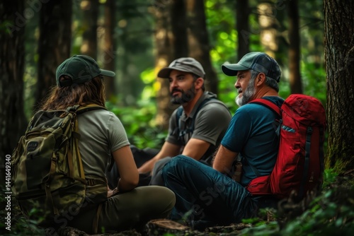 Obraz na płótnie People sitting and talking in the deep forest w salonie