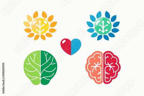 Healthcare and Medical Icons Set Mental Health