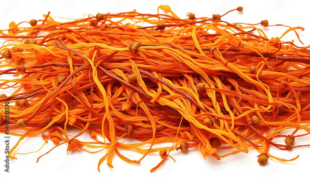 Fototapeta premium Red And Orange Saffron Threads On White Background