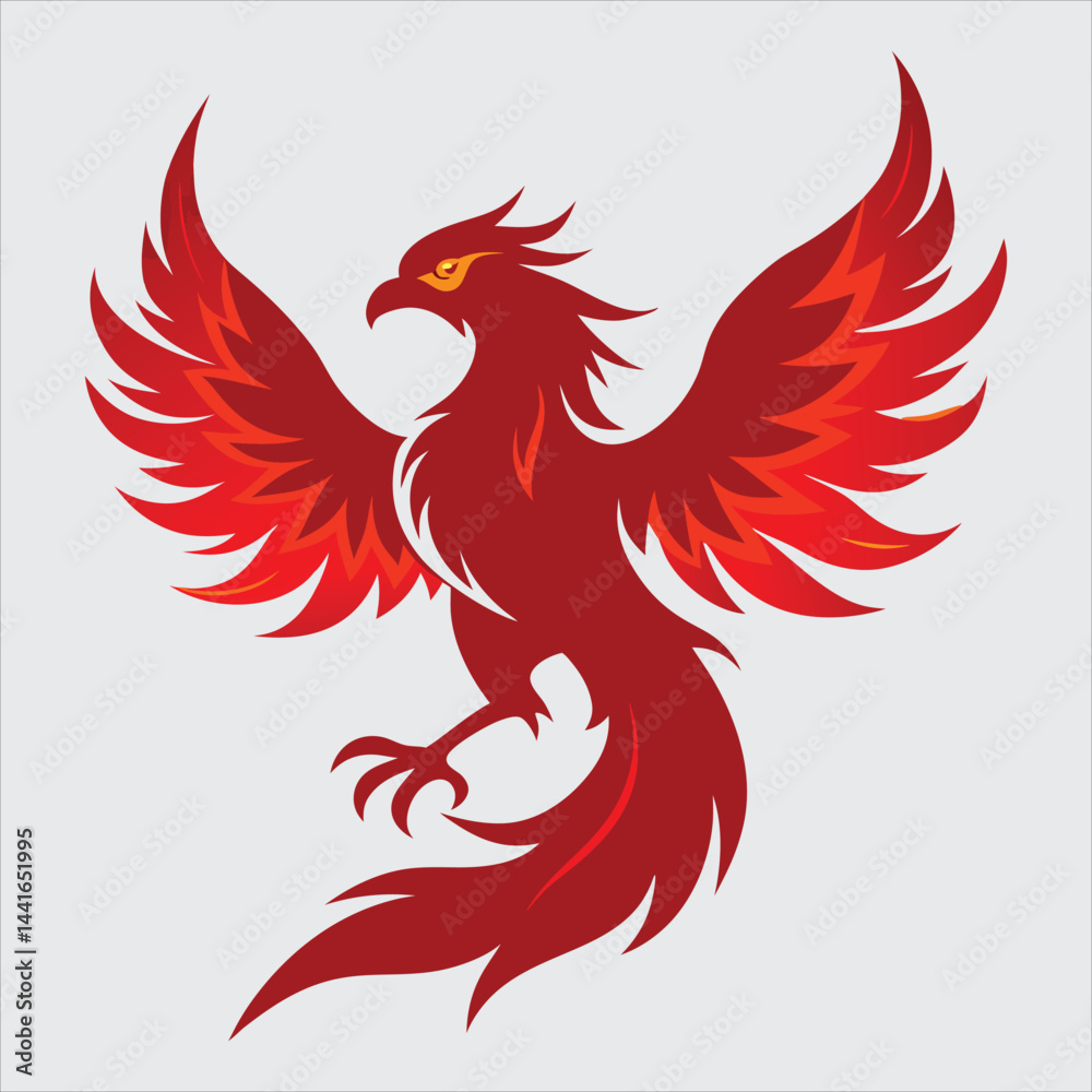 Obraz premium Phoenix bird vector art illustration.