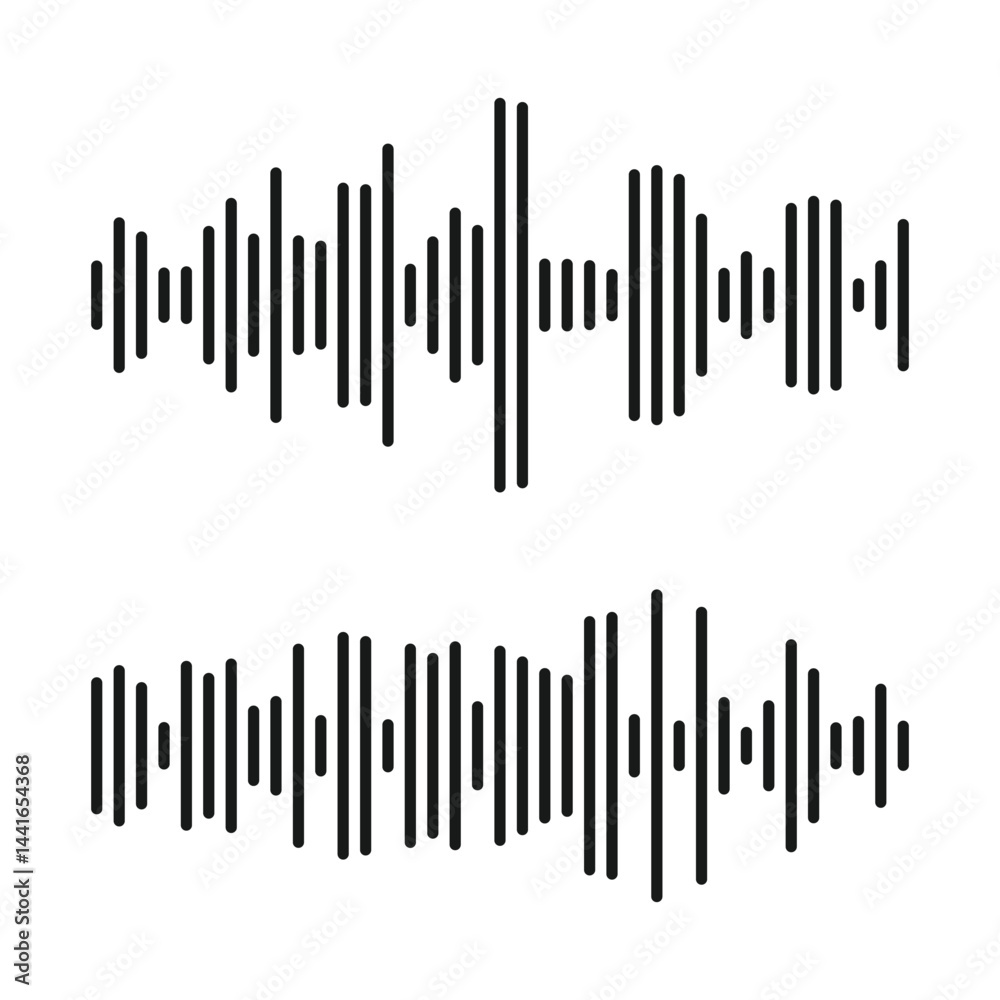 Vector sound wave set on white Vector sound wave set on white