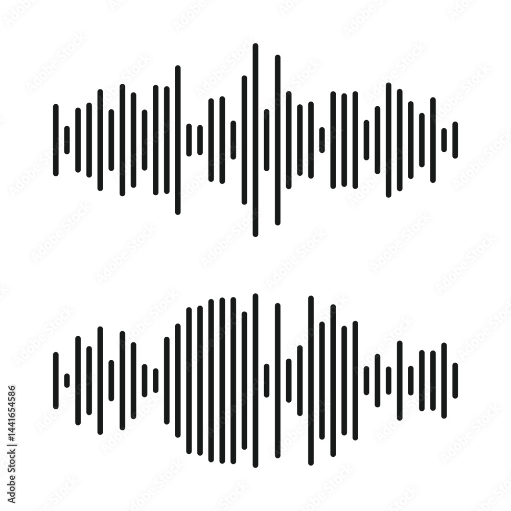 Vector sound wave set on white Vector sound wave set on white
