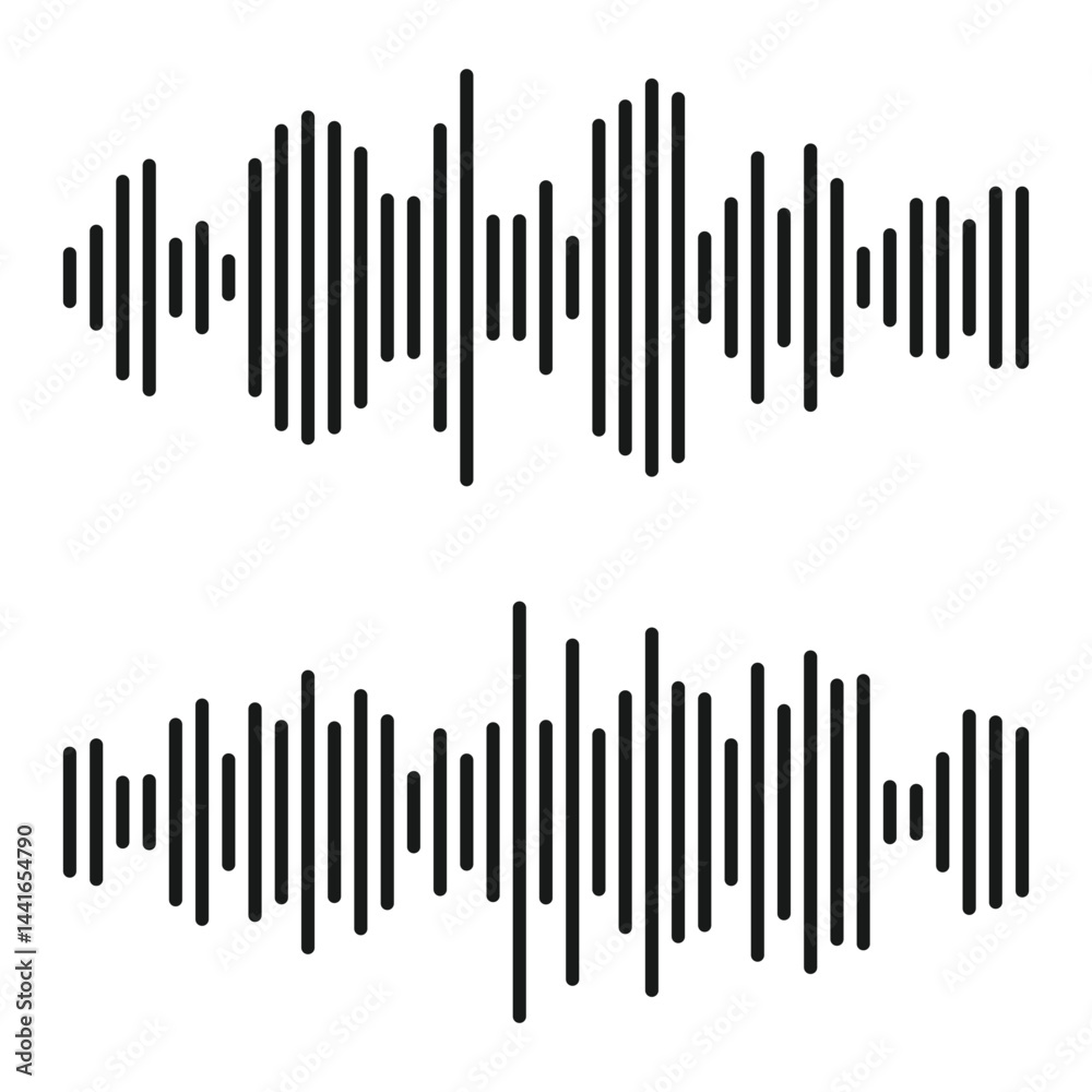 Vector sound wave set on white Vector sound wave set on white