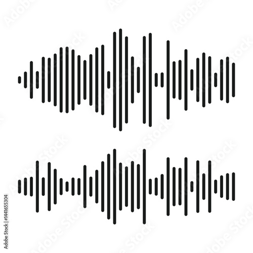 Sound wave or voice message icon. Music waveform, track radio play. Clean line soundwave icon. Audio equalizer line. Audio signal wave icon. Vector illustration.