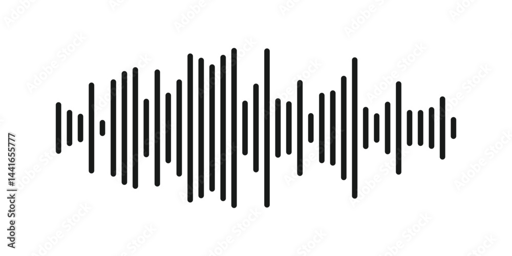 Audio waveform icon. Digital sound wave in clean vector format. Voice and music frequency symbol. Audio waveform icon. Digital sound wave in clean vector format. Voice and music frequency symbol.