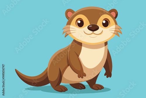 A cartoon otter with a cheerful expression poses on a light blue background, highlighting its round face, soft fur, and playful demeanor in an animated style.