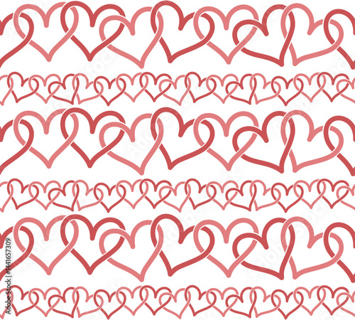 The seamless red background with hearts.
