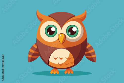 This adorable cartoon owl stands upright with vibrant, oversized eyes and a rich brown color scheme, creating a playful and charming visual ideal for kids' artwork or educational materials.