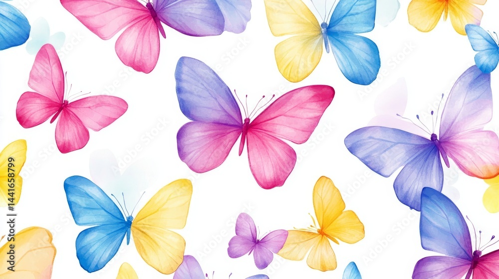 Fototapeta premium Colorful butterflies dance in nature's canvas artistic illustration bright and vibrant a whimsical viewpoint