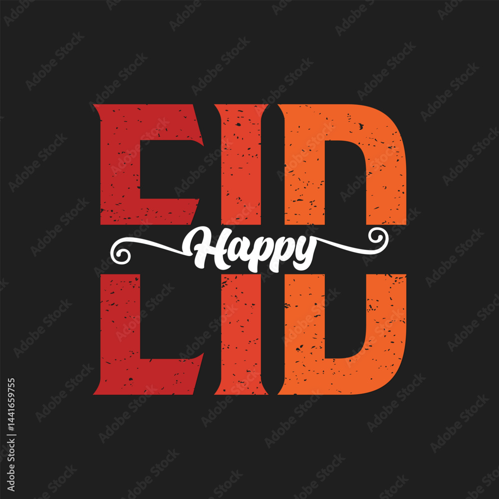 Fototapeta premium Happy Eid Lettering Calligraphy Typography Quote t-shirt Vector Design Template