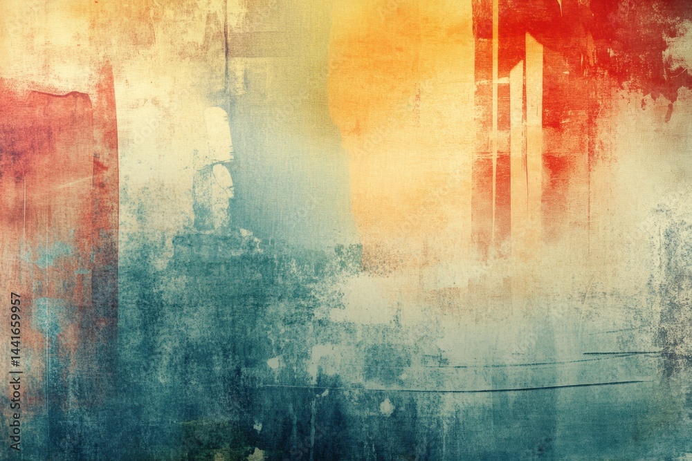 Grunge Artistic Background Displaying Ink Stamps, Textures, and Overlays for a Vintage Scrapbook Style