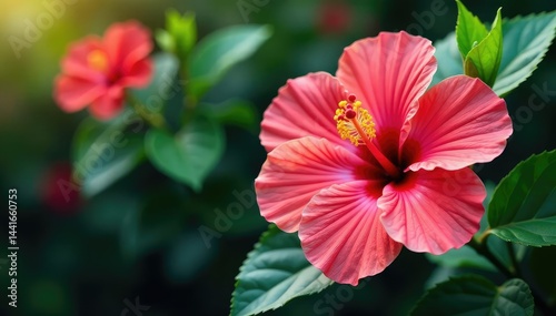 Intricate hibiscus blossoms, vibrant petals & leaves , art, flower, yellow